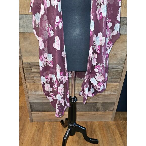 American Eagle Sheer Boho Open Kimono Floral Bloomcore Cardigan Topper Cover Up - Picture 3 of 8